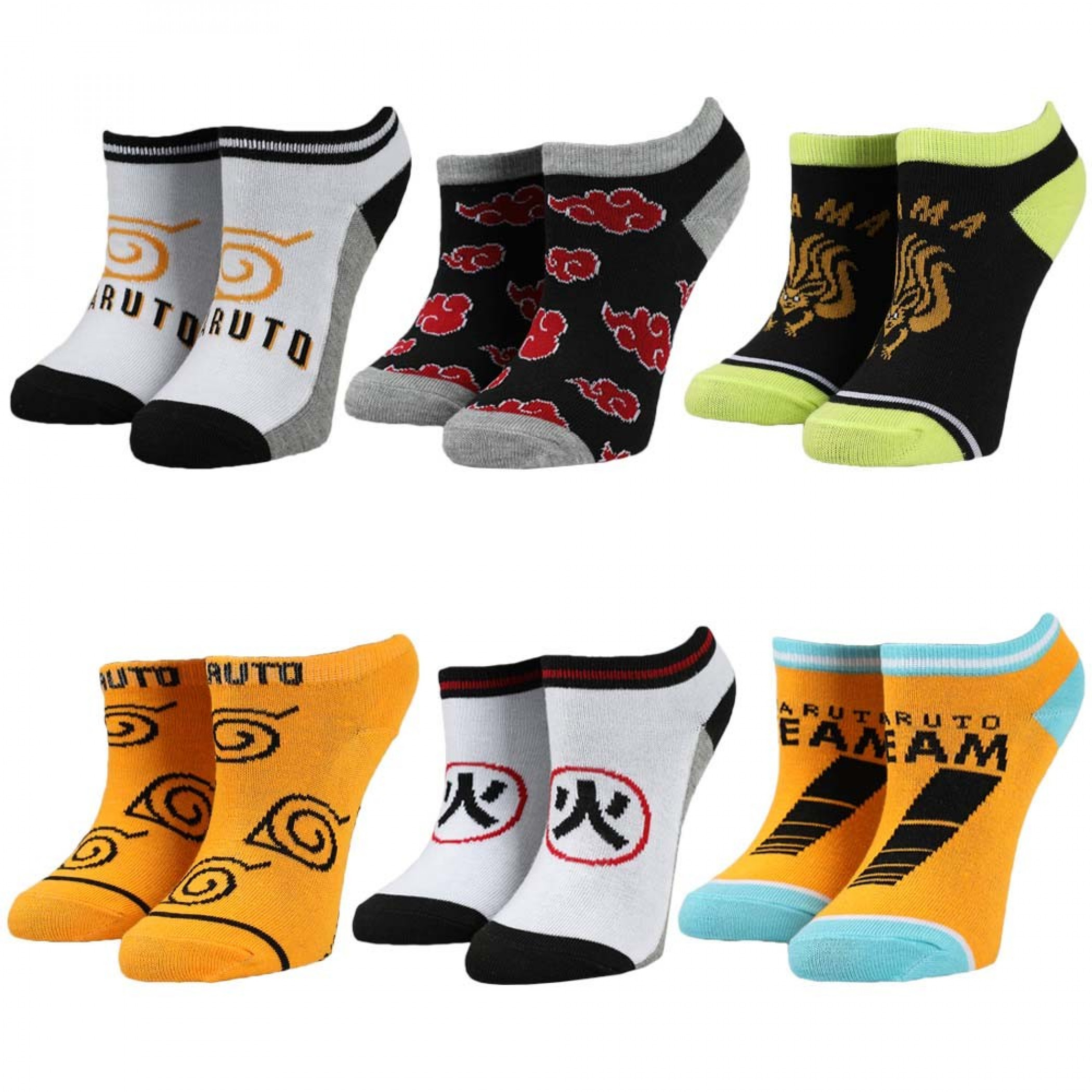 Naruto 6-Pair Pack of Youth Ankle Socks